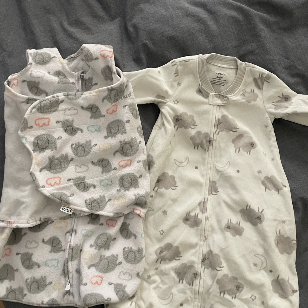 Halo and Carter’s Gray and White/Cream Sleep Sacks